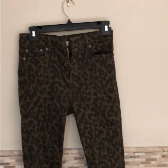 green leopard print jeans